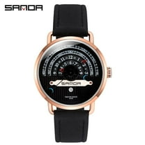 Explojoy Men's Creative Quartz Watch – Waterproof Leather Design with Unique Dial