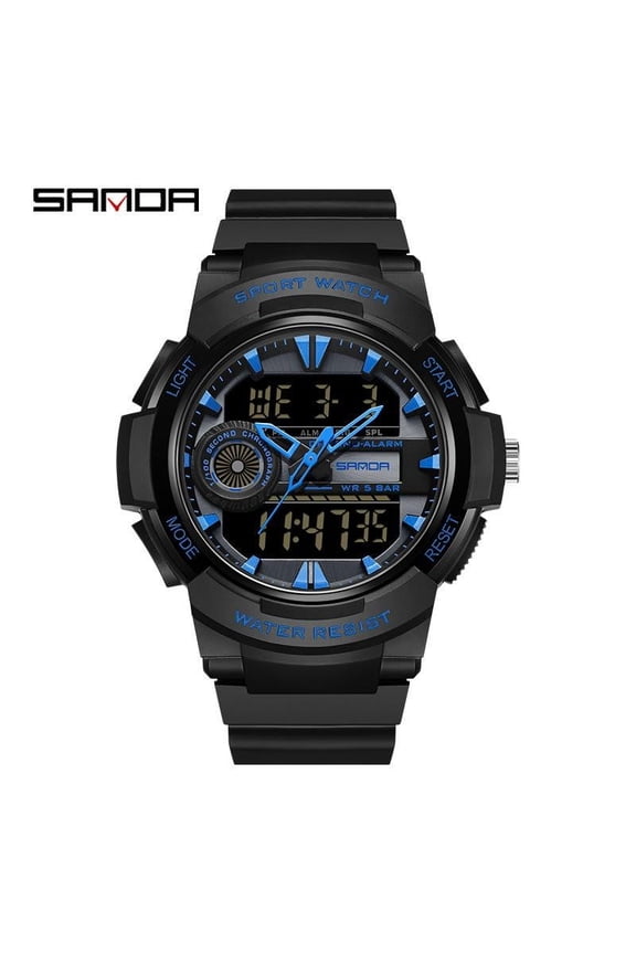 Men's Digital & Analog Watch – Waterproof, Three-Needle Display, Alarm, Calendar Function