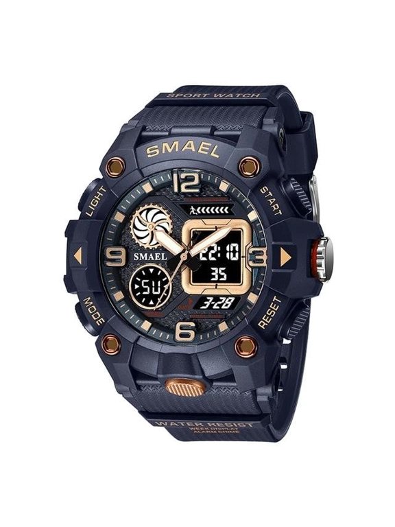 Men's Digital Sport Watch – Dual Display, LED Backlight, Calendar, Waterproof Quartz Wristwatch