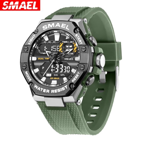 EXPLOJOY Men's Digital Sport Watch – Dual Time, LED Light, Waterproof, Student-Friendly Design