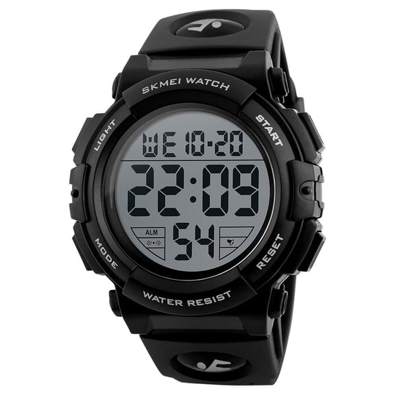 Explojoy Men's Digital Sport Watch – Water-Resistant Silicone Strap with Alarm Function