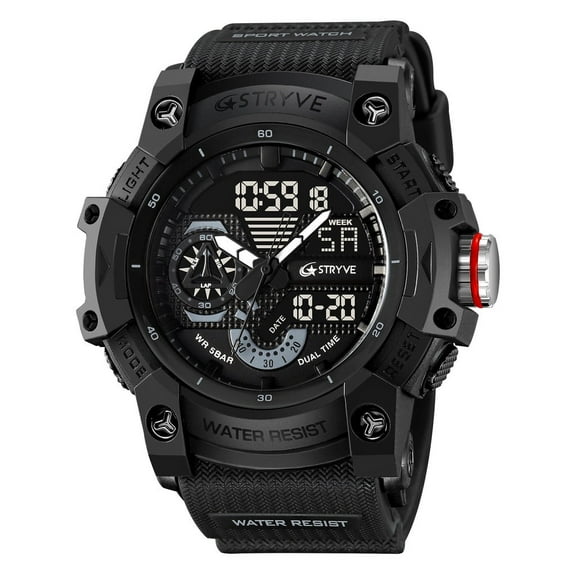 EXPLOJOY Men's Digital Sport Watch – Waterproof, Dual Display, Luminous Interface, Multifunctional Design