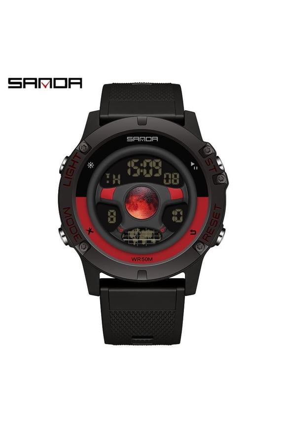 Men's Digital Sport Watch – Waterproof, TPU Leather Strap, Luminous Display