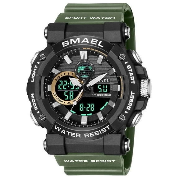 Explojoy Men's Dual-Display Digital Sport Watch – Waterproof, Luminous, Multifunctional Design
