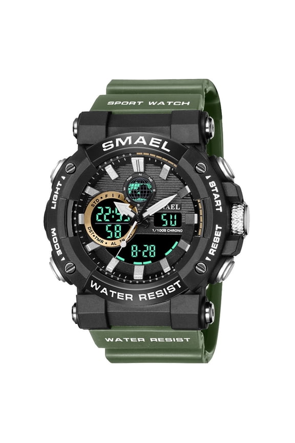 Men's Dual-Display Digital Sport Watch – Waterproof, Luminous, Multifunctional Design