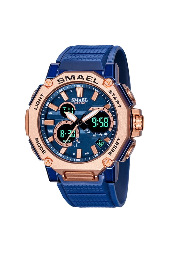 Men's Dual Display Sport Watch – Waterproof Alloy Quartz Digital Wristwatch with Chronograph & Luminous Backlight