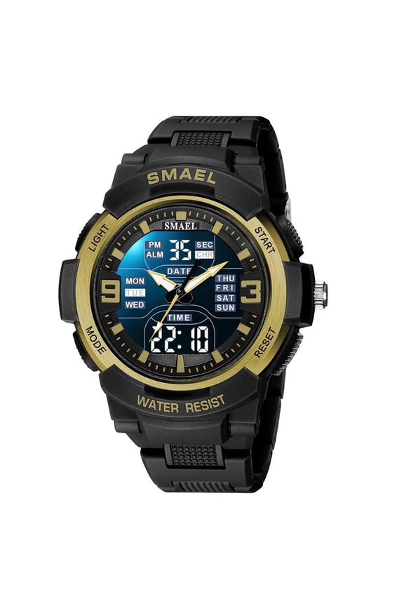 Men's Dual Display Sport Watch – Waterproof Quartz Analog-Digital Wristwatch with LED Backlight