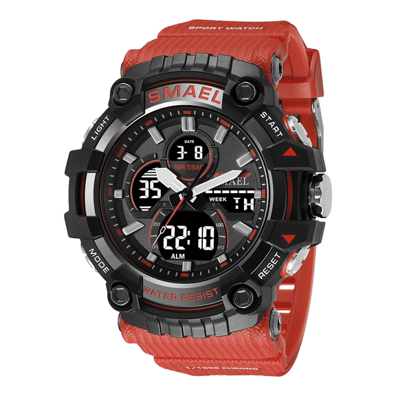 EXPLOJOY Men's Dual Display Sports Watch – Big Dial, Waterproof, Analog-Digital Functionality