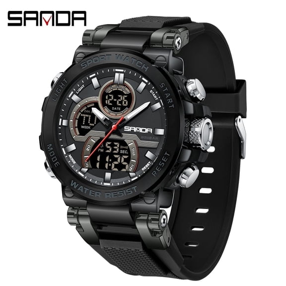 EXPLOJOY Men's G-Style Dual Display Sport Watch – Waterproof Quartz Chronograph Wristwatch for Outdoor & Tactical Use