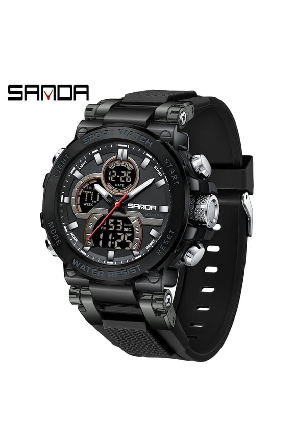 Men's G-Style Dual Display Sport Watch – Waterproof Quartz Chronograph Wristwatch for Outdoor & Tactical Use
