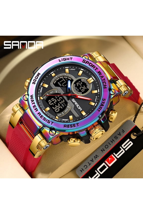 Men's G-Style Dual Display Sport Watch – Waterproof Quartz Chronograph Wristwatch for Outdoor & Tactical Use