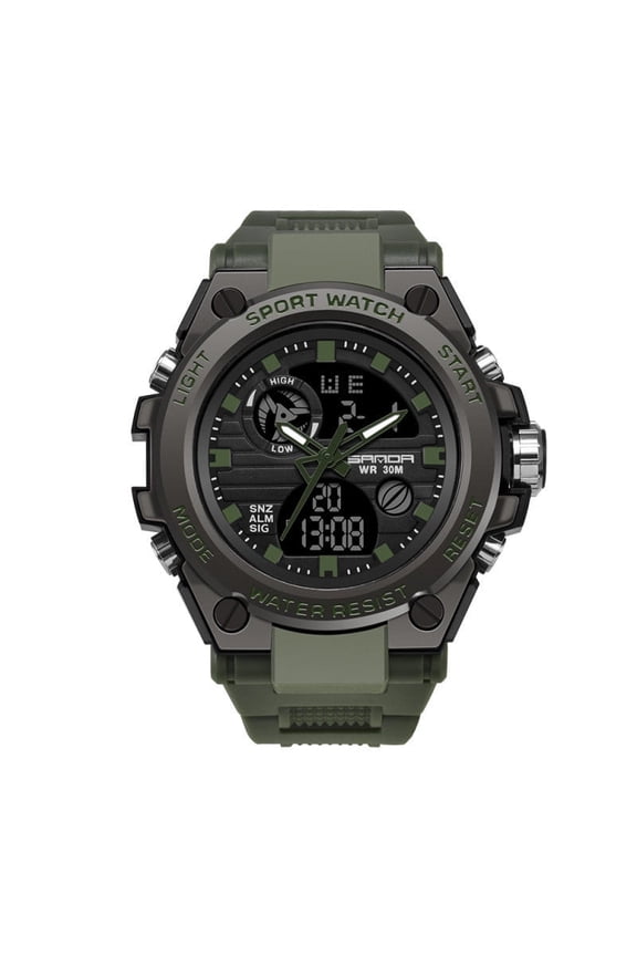 Men's Large Dial Sport Watch – Dual Display, Waterproof, Multifunctional Electronic Design