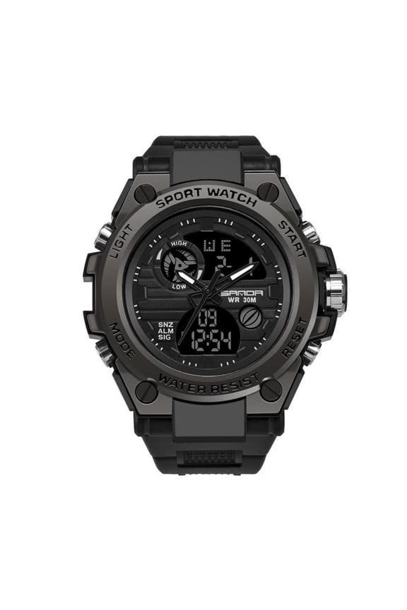 Men's Large Dial Sport Watch – Dual Display, Waterproof, Multifunctional Electronic Design