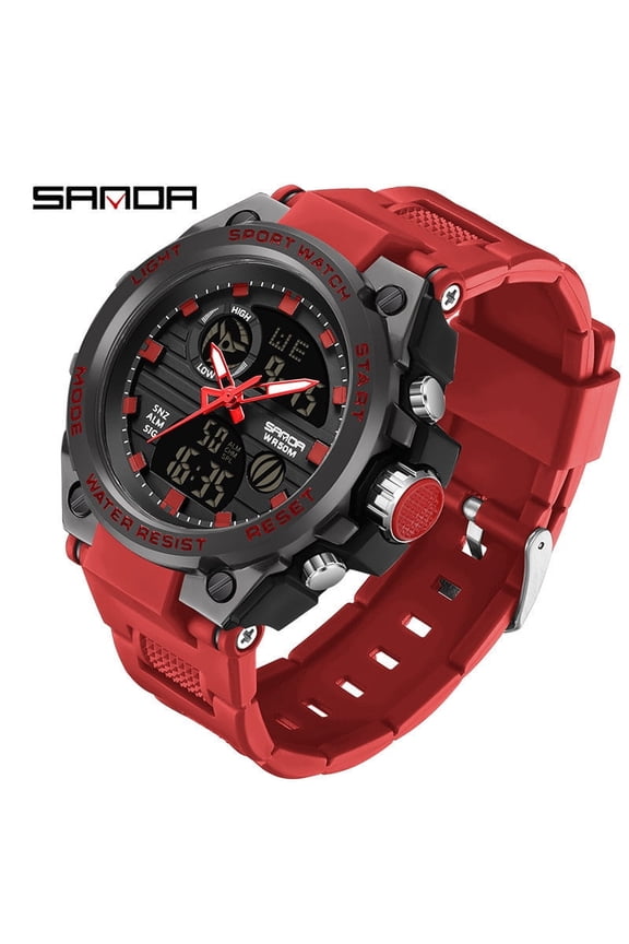 Men's Large Dial Sport Watch – Dual Display, Waterproof, Multifunctional Electronic Design