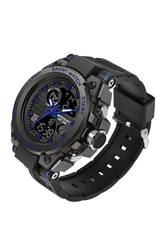 Men's Large Dial Sport Watch – Dual Display, Waterproof, Multifunctional Electronic Design