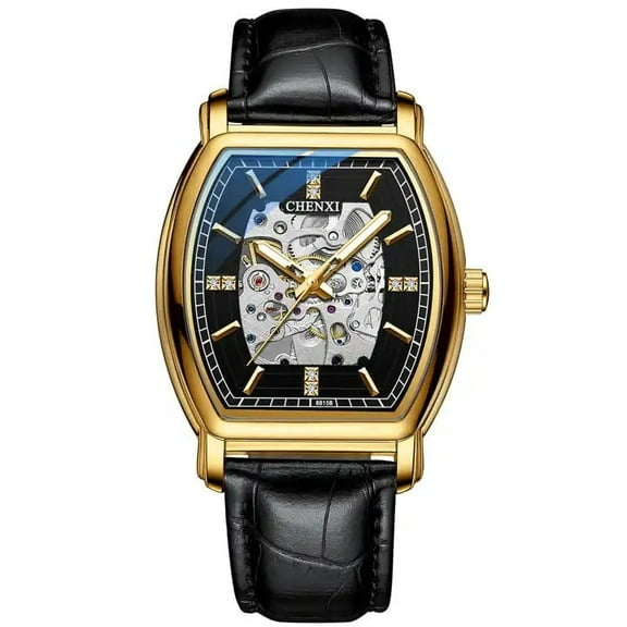 EXPLOJOY Men's Luxury Automatic Mechanical Watch – Waterproof Leather Business Timepiece with Luminous Dial