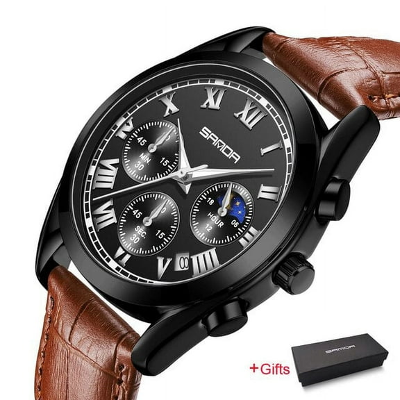 Explojoy Men's Luxury Business Quartz Watch – Fashion Leather Wristwatch for Formal & Casual Wear