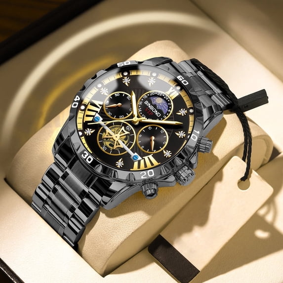 EXPLOJOY Men's Luxury Quartz Watch – Stainless Steel Build with Multifunctional Display