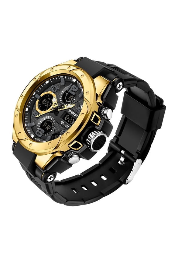 Men's Luxury Sports Quartz Watch – 5ATM Waterproof Shock-Resistant Wristwatch with Tactical Design & Chronograph