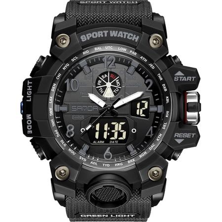 EXPLOJOY Men's Military Digital Sports Watch – Waterproof Outdoor Wristwatch with LED Display, Alarm, Date & Stopwatch
