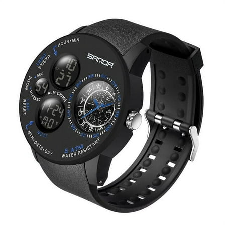 EXPLOJOY Men's Military Quartz Sports Watch – Waterproof Dual Display Wristwatch with Chronograph & LED Backlight