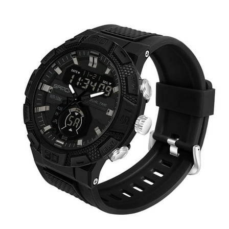 EXPLOJOY Men's Military Sport Watch – Dual Display Quartz Digital LED Wristwatch, 50M Waterproof