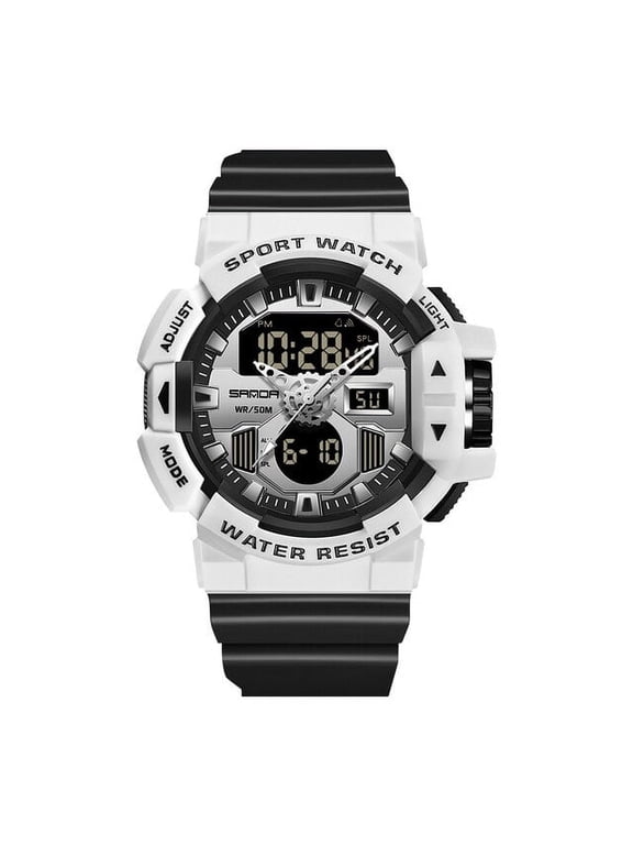 Men's Military Sport Watch – Dual Display Quartz Wristwatch, 50M Waterproof