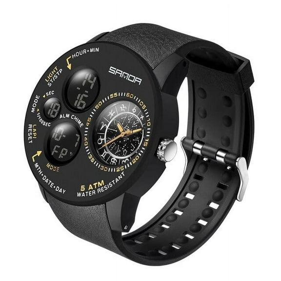 Explojoy Men's Military Sport Watch – Dual Display Quartz Wristwatch, Waterproof Outdoor Timepiece