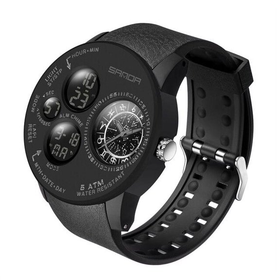 Explojoy Men's Military Sport Watch – Dual Display Quartz Wristwatch, Waterproof Outdoor Timepiece