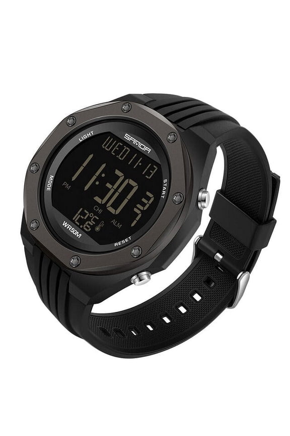 Men's Military Sport Watch – LED Digital Wristwatch with Body Temperature Monitor, 50M Waterproof