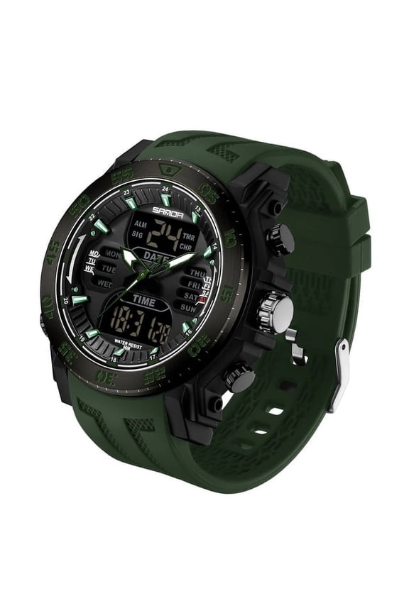 Men's Military Sports Quartz Watch – 50M Waterproof LED Digital Wristwatch with Shockproof Design