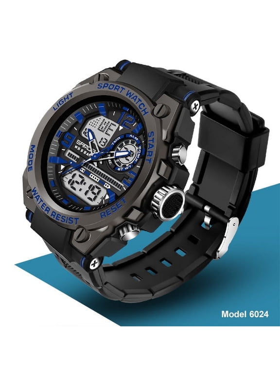 Men's Military Sports Watch – Waterproof Dual Display Quartz Wristwatch with LED, Chronograph & Tactical Design