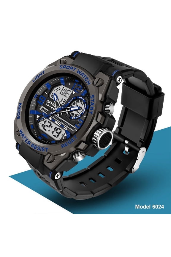 Men's Military Sports Watch – Waterproof Dual Display Quartz Wristwatch with LED, Chronograph & Tactical Design