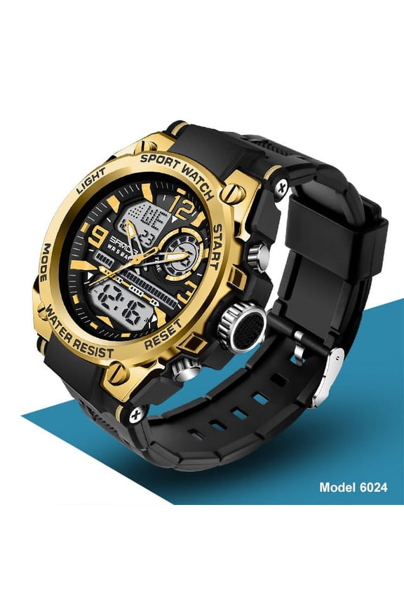 Men's Military Sports Watch – Waterproof Dual Display Quartz Wristwatch with LED, Chronograph & Tactical Design