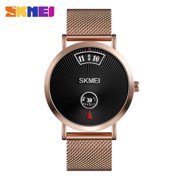 Explojoy Mens Minimalist Dual Display Watch   Waterproof Quartz Timepiece with Stainless Steel Strap & Unique Design