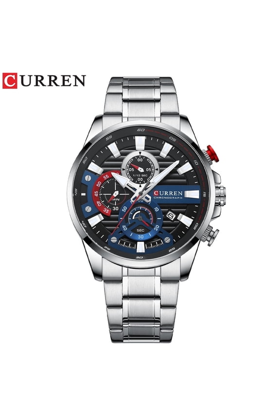 Men's Multi-Function Quartz Sport Watch – Stainless Steel Band, Waterproof, Luminous Hands