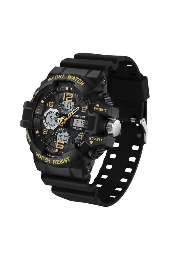 Men's Outdoor Sport Watch – Dual Display Quartz Wristwatch, 50M Waterproof Tactical Design