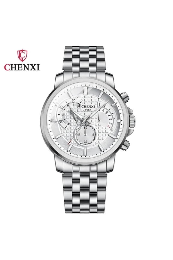 Men's Quartz Business Watch – Waterproof, Stainless Steel, Calendar, Luminous Dial