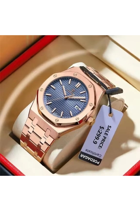 Men's Quartz Business Watch – Waterproof Stainless Steel with Elegant Design