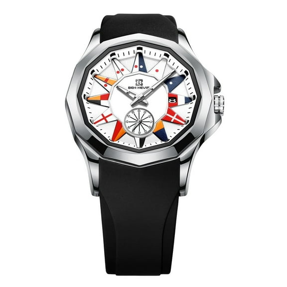 EXPLOJOY Men's Quartz Sport Watch – Octagon Dial, Waterproof, Silicone Strap, Flag Design