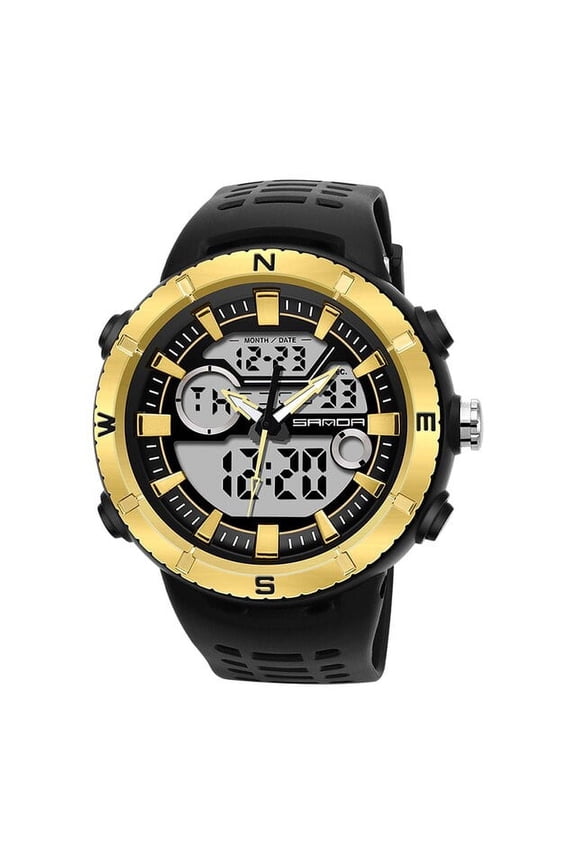 Men's Quartz Sports Chronograph Watch – 5ATM Waterproof LED Luminous Multifunctional Tactical Wristwatch