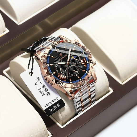 Explojoy Men's Quartz Watch – Waterproof Stainless Steel Design with Luminous Dial