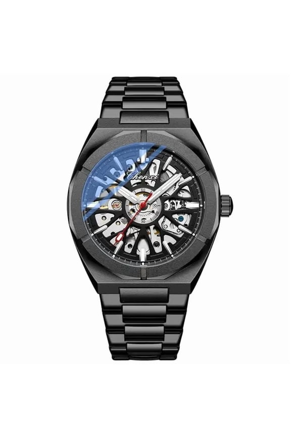 Men's Skeleton Automatic Watch – Waterproof Stainless Steel Business Timepiece with Mechanical Movement