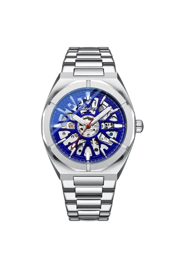Men's Skeleton Automatic Watch – Waterproof Stainless Steel Business Timepiece with Mechanical Movement