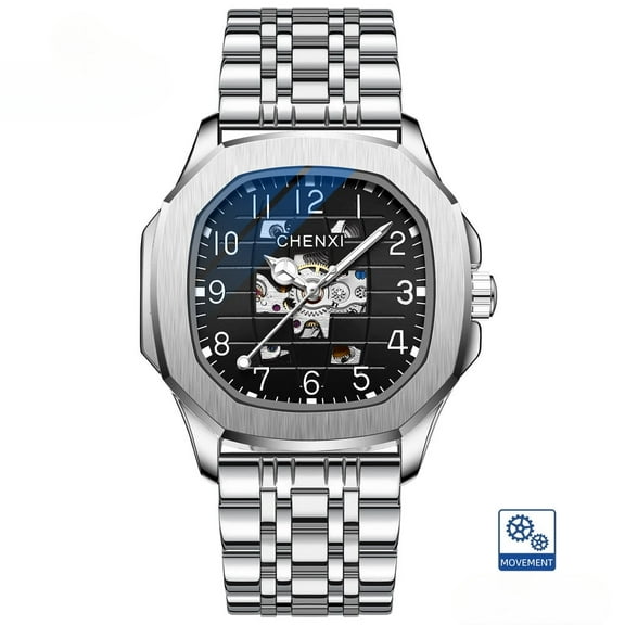 EXPLOJOY Men's Skeleton Mechanical Watch – Automatic Movement, Waterproof, Business Style