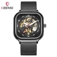 thumbnail image 1 of EXPLOJOY Men's Skeleton Square Mechanical Watch – Waterproof Automatic Timepiece with Mesh Strap & Fashion Design, 1 of 9