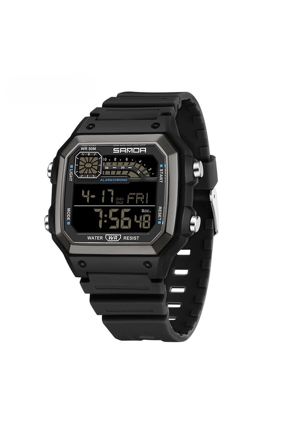 Men's Square Digital Sports Watch – Waterproof Shockproof Dual Display Wristwatch with LED, Chronograph & Alarm