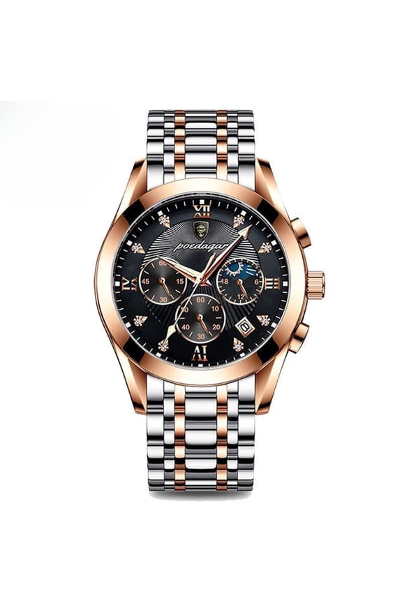 Men's Stainless Steel Quartz Watch – Waterproof, Date Display, Luminous Dial, Classic Business Design