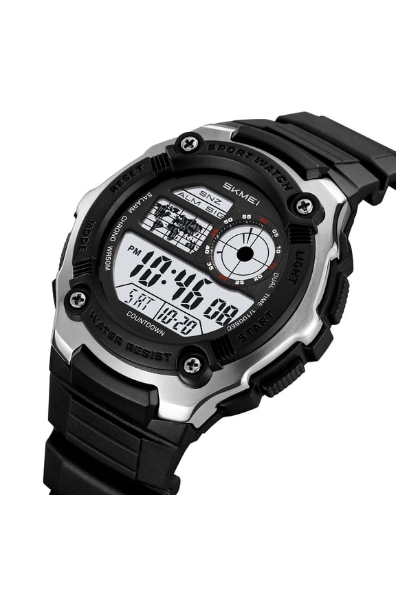 Men's Tactical Digital Sports Watch – Waterproof Military Wristwatch with LED Display, Alarm, Date & Stopwatch