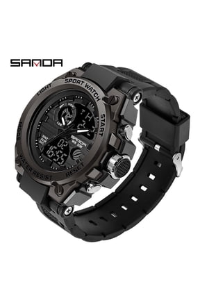 Men's Tactical Military Sport Watch – Dual Display Waterproof Wristwatch with LED, Stopwatch & Quartz Movement